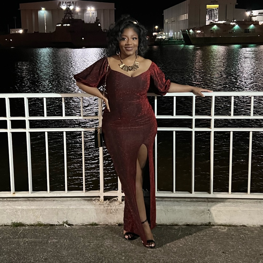 COPY - Burgundy Off the Shoulder Floor Length Gown